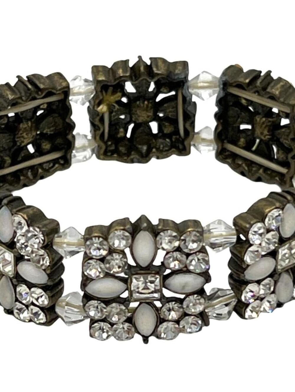 Vintage Kirks Folly Antiqued Goldtone Rhinestone Bracelet